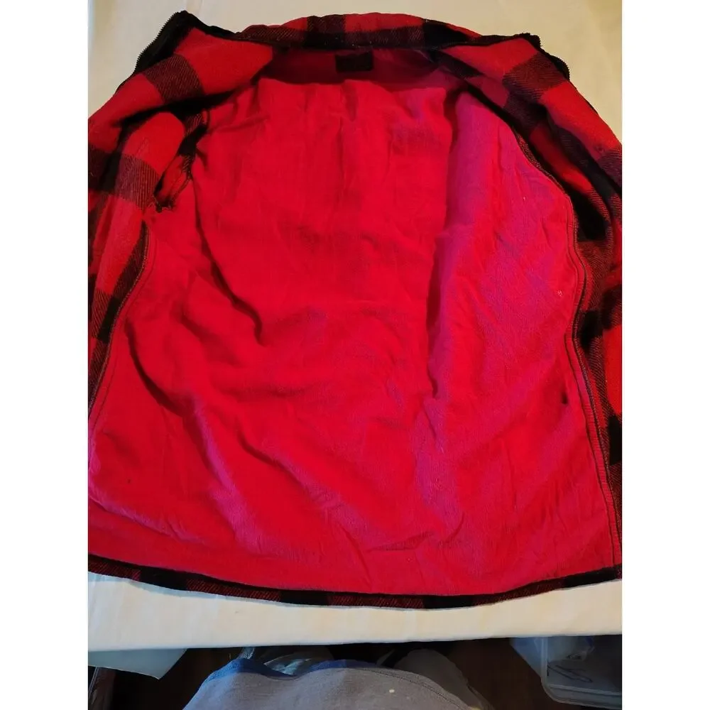 Vintage Johnson Woolen Mills Double Cape Hunting Jacket Red/Black Plaid 40/42